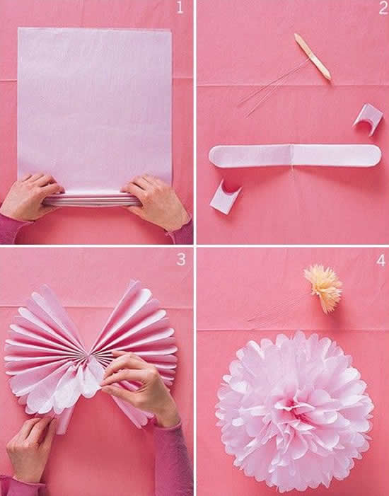 Aprenda como fazer flores de papel seda