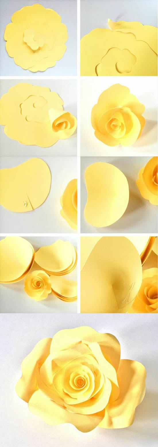 Flores de papel com moldes