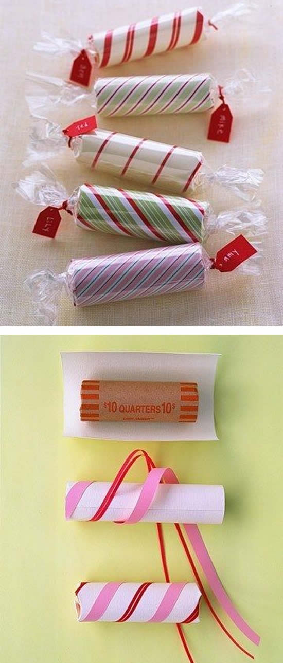 Lembrancinha com rolo de papelão