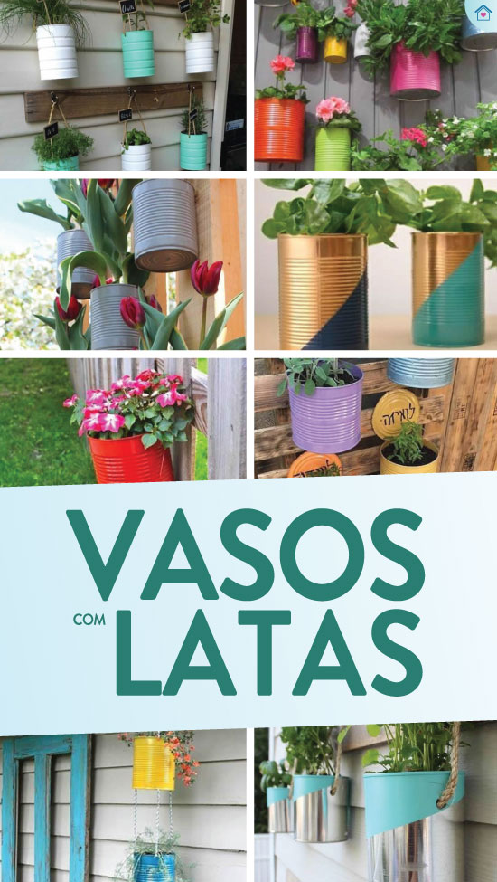 Jardim vertical com latas de leite 