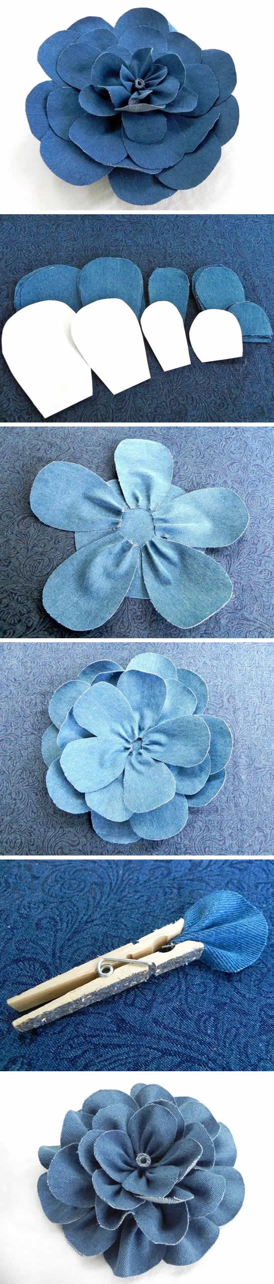 Flores com Tecido Jeans: 16 Ideias Lindas - Dicas Práticas