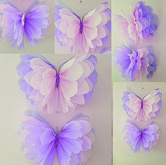 Lindas borboletas com papel seda
