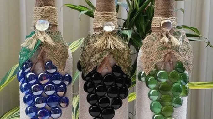 Decoração com Garrafas de Uvas