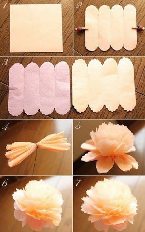 Lindas flores de papel seda
