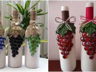 Garrafas decoradas com cacho de uvas