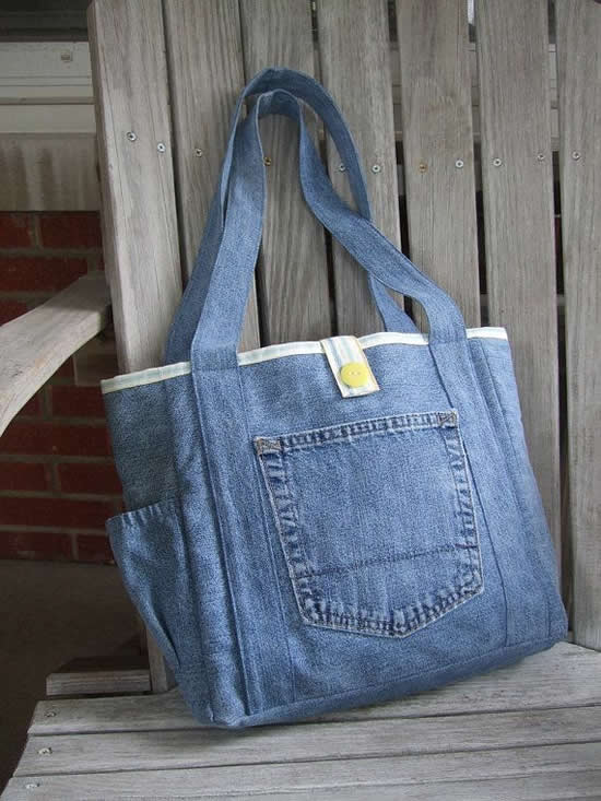 Bolsa de calça jeans reciclada