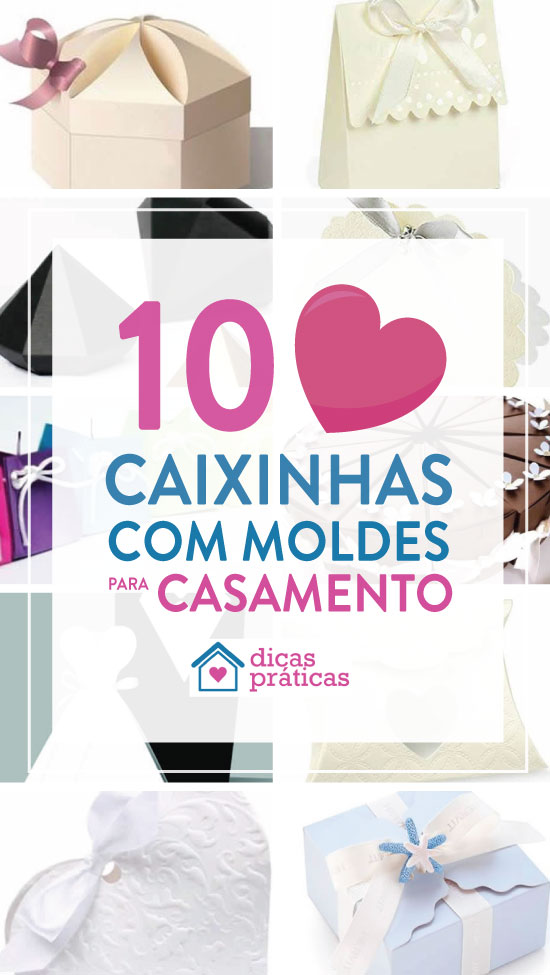 10 caixinhas de papel com moldes para casamento