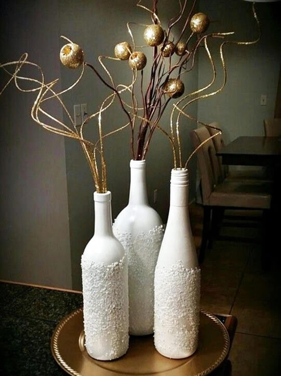 Decoração com garrafas de vidro