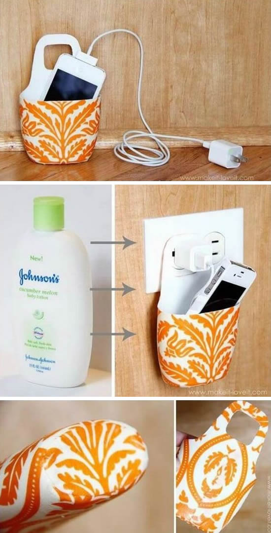 Porta celular com embalagem de shampoo