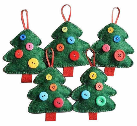 Artigo em feltro com botões para decoração de Natal