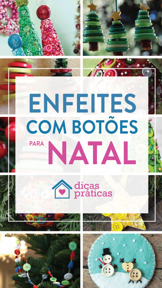 Enfeites com botões para decoração de Natal