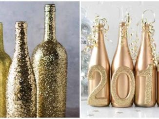 Decoração com garrafas para o ano novo