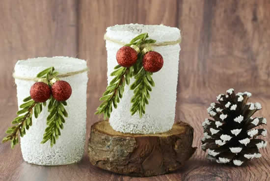 Decoração com reciclagem de potes para o Natal