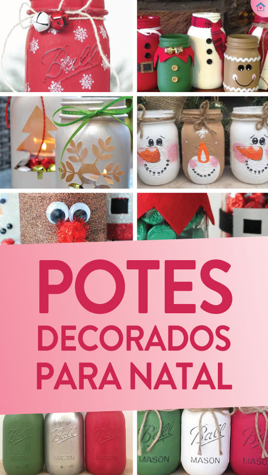 Potes decorados para enfeites de Natal