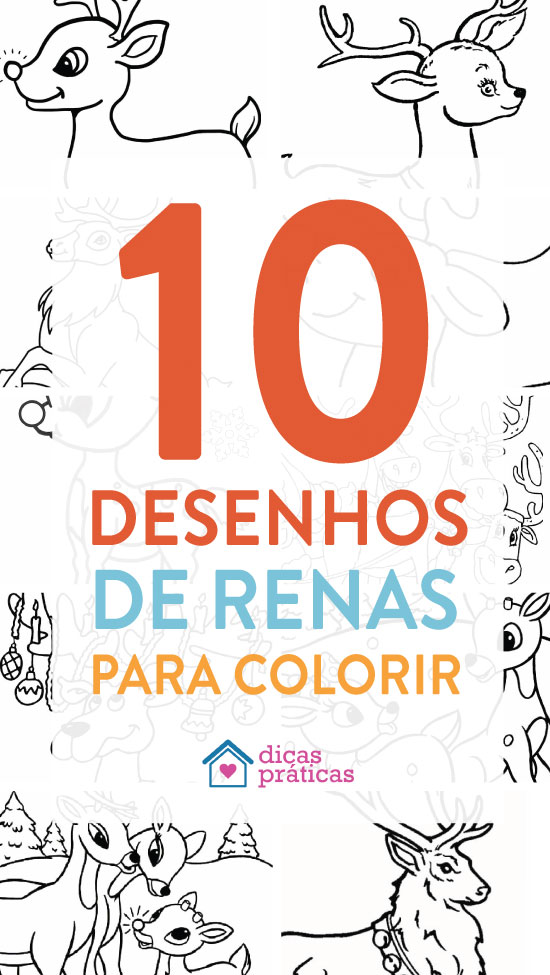 Desenhos de rena de Natal para colorir