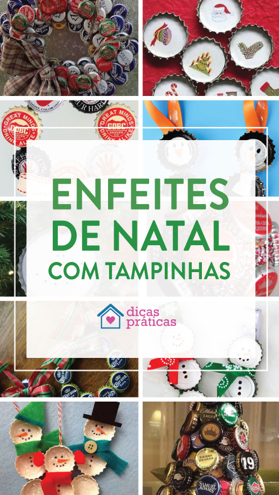 Enfeites de Natal com tampinhas