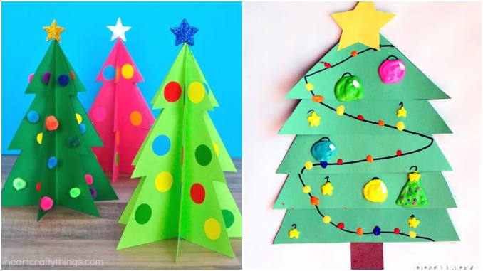Árvore de Natal de papel para fazer com crianças