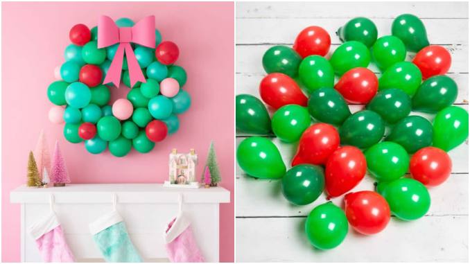 Decoração para festa de Natal com balões