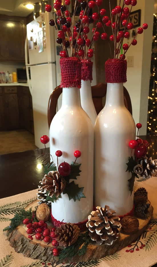Decoração com garrafas para o Natal