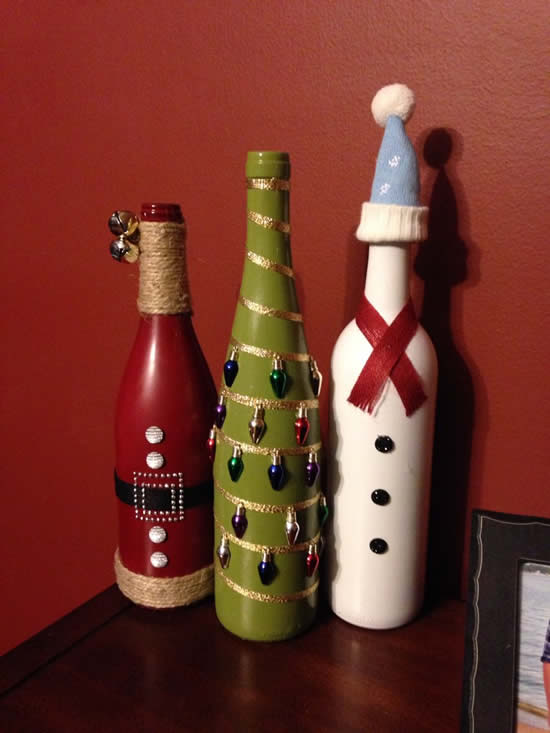 Decoração de Natal com garrafas