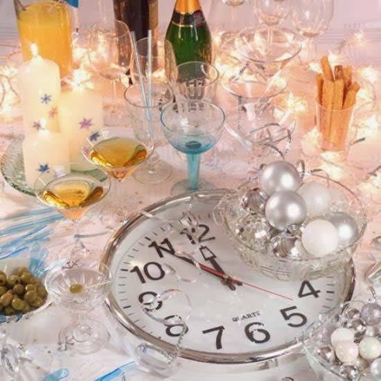 Decoração para mesa de ano novo