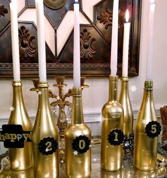 Enfeites com garrafas para decoração de ano novo