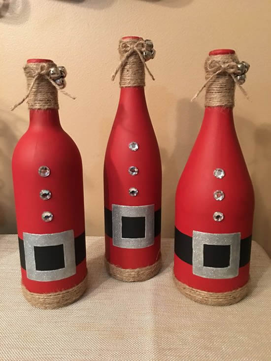 Decoração com garrafas para o Natal