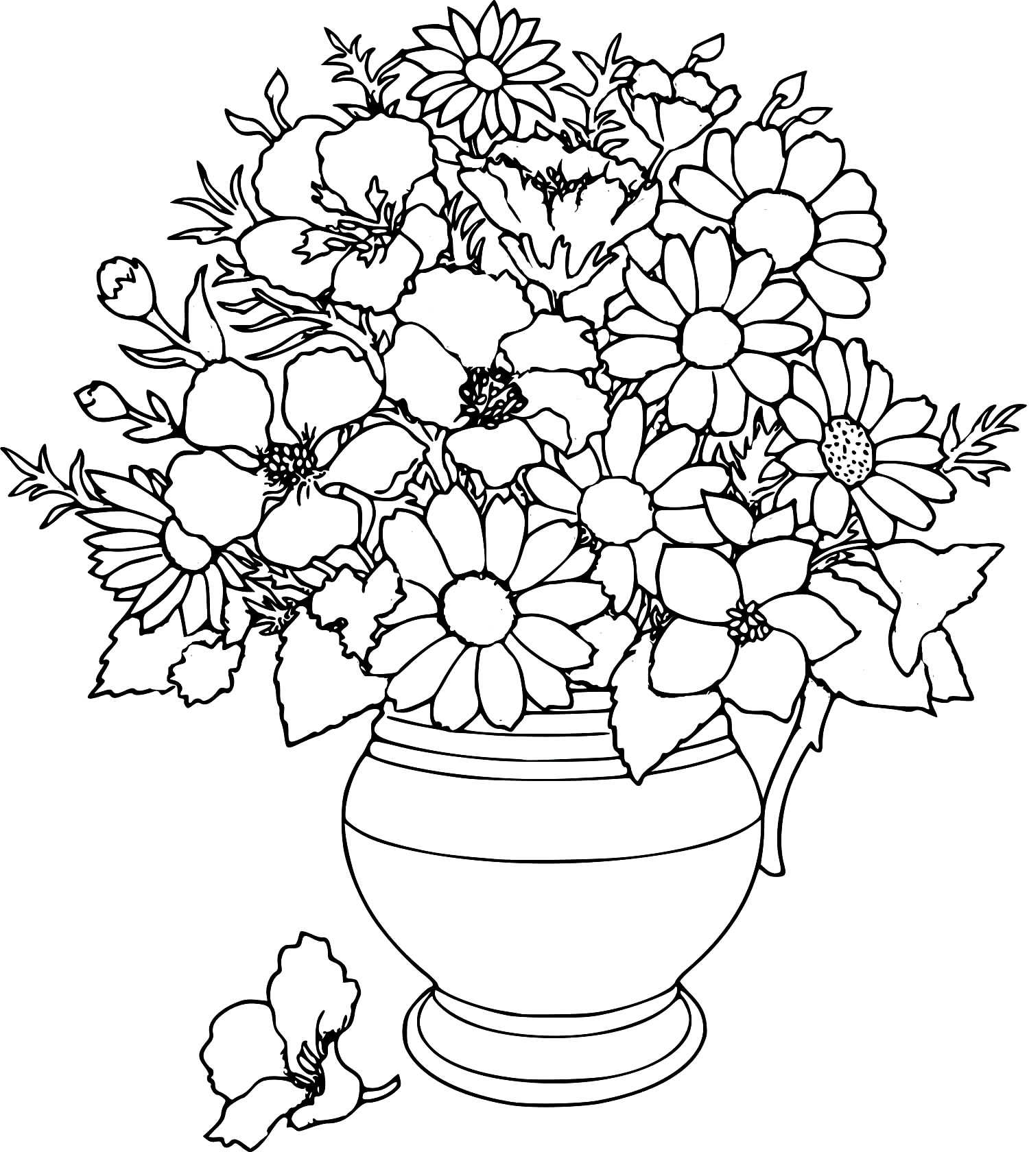 Desenho de vaso de flores para colorir