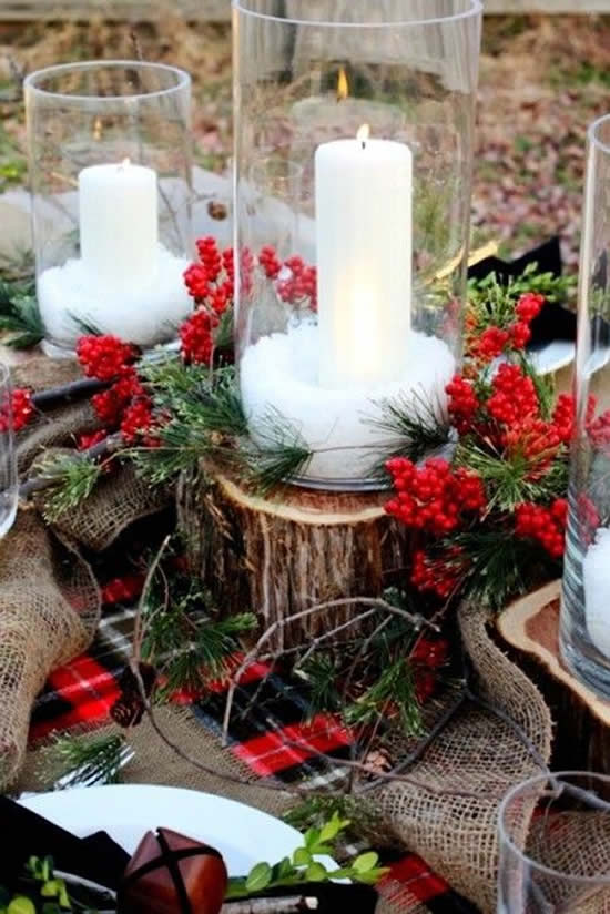 Decoração com vela para Natal