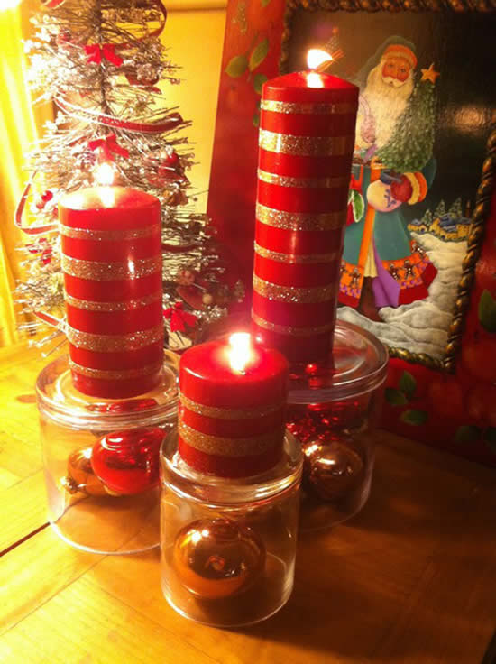 Velas decoradas para o Natal
