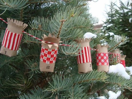 Enfeites para Natal com reciclagem de rolos de papelão