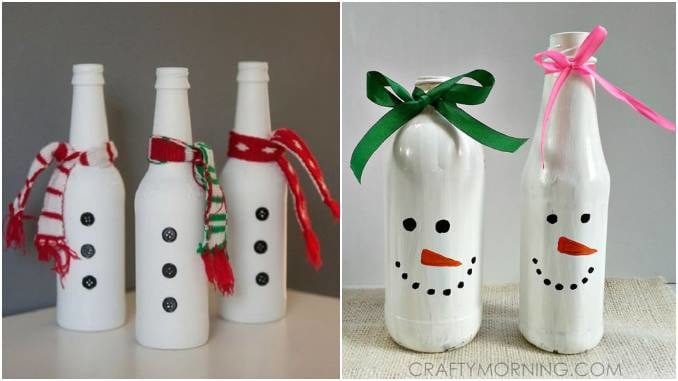 Boneco de neve com garrafas para Natal