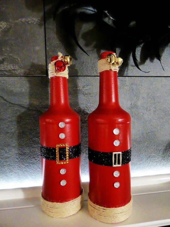 Decoração com garrafas de Papai Noel