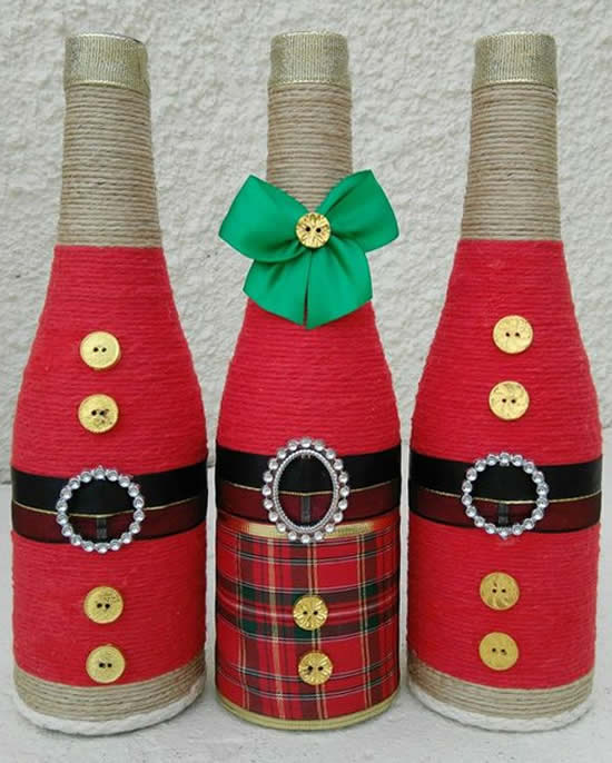 Enfeites com garrafas para Natal