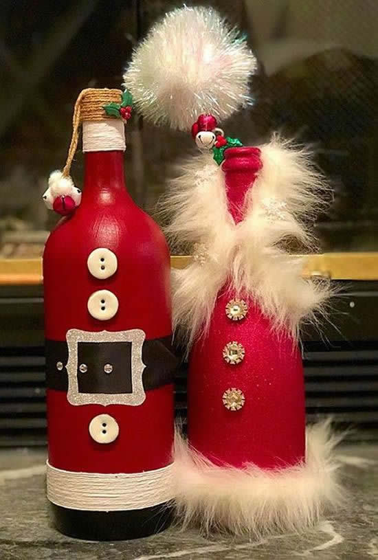 Garrafa Papai Noel para decoração