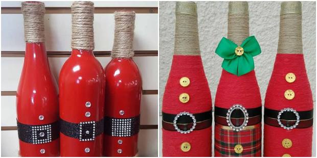 Garrafa decorada de Papai Noel para Natal