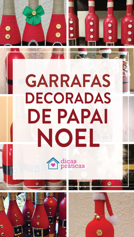 Garrafa decorada de Papai Noel para Natal