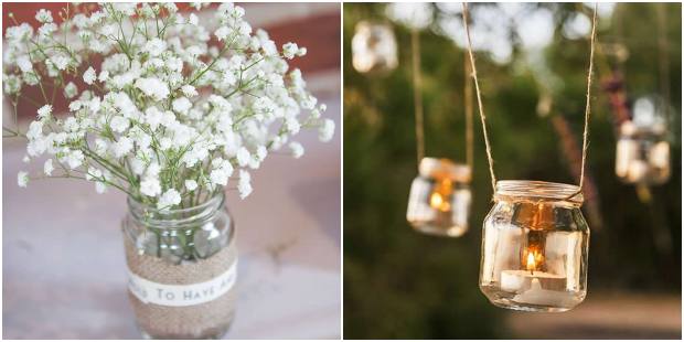 50 ideias de decoração de casamento com vidros reciclados