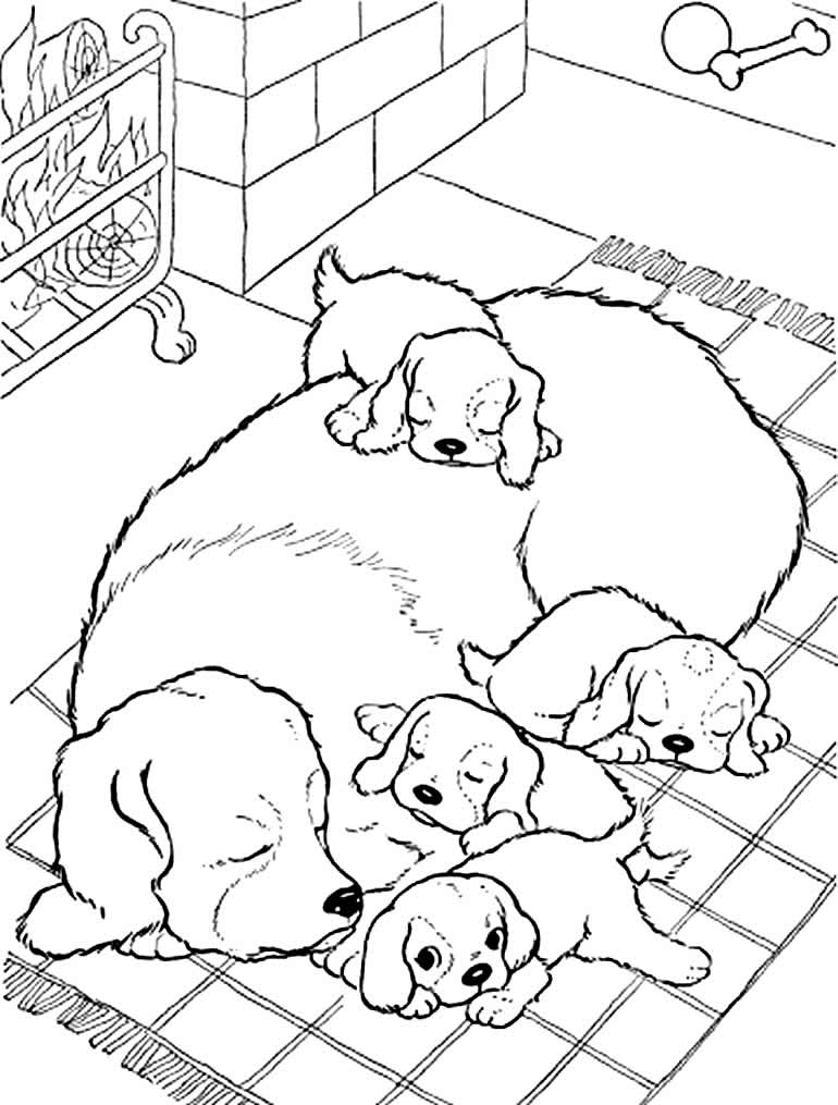 Desenhos de Cachorros para Imprimir e Colorir