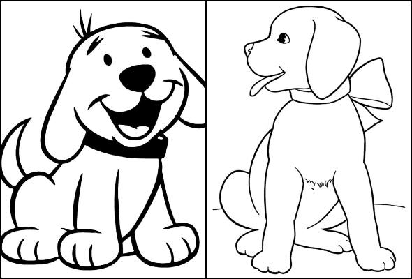 Desenhos de Cachorros para Imprimir e Colorir