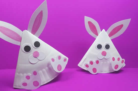 Artesanato com pratos de papel para fazer coelhinhos