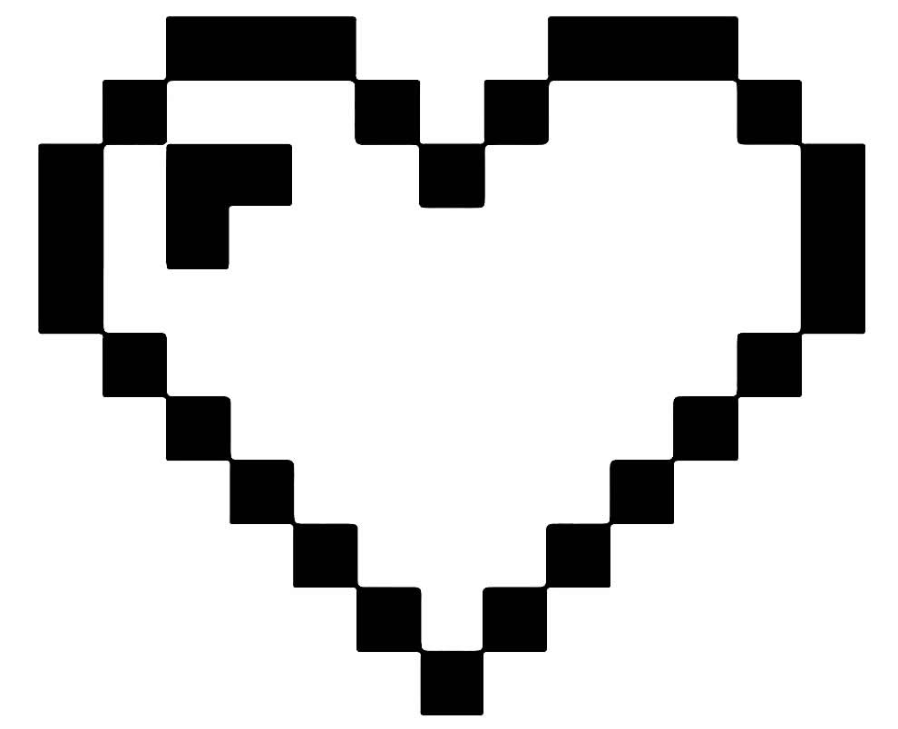 Desenho de coração pixel para colorir
