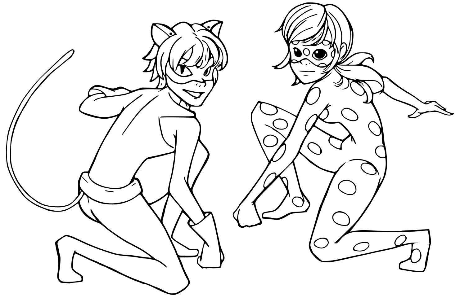 Desenho da Ladybug e do Cat Noir