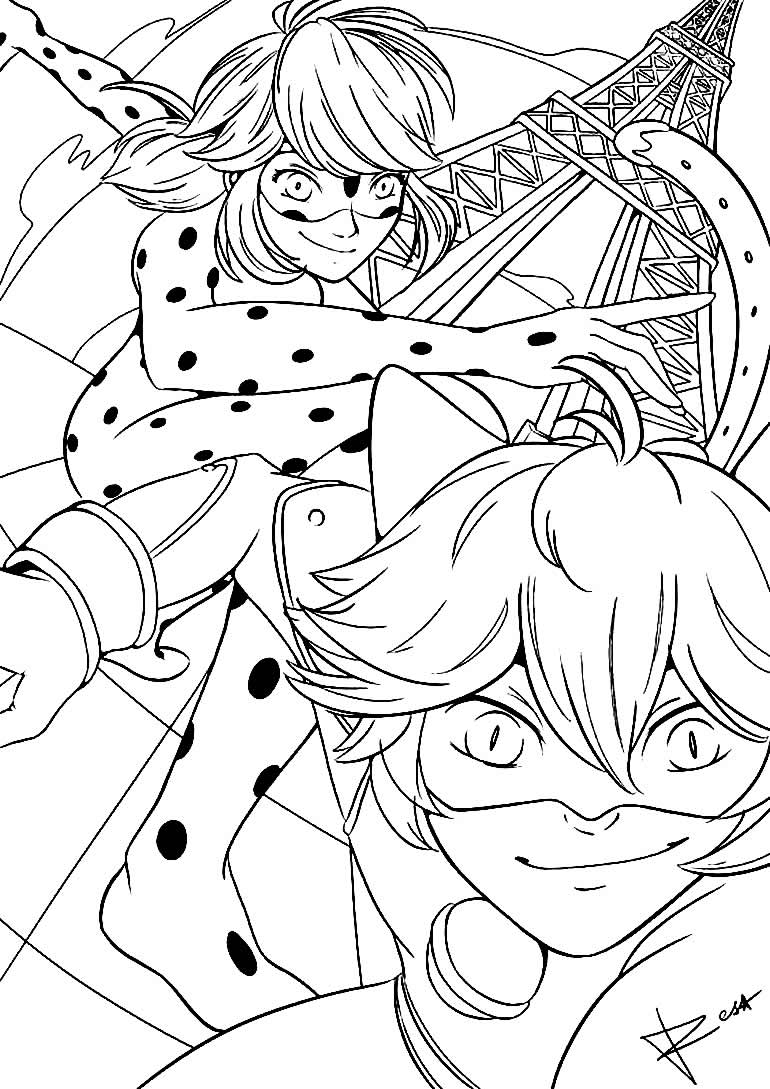 30+ Desenhos da Ladybug e do Cat Noir para colorir - Dicas Práticas