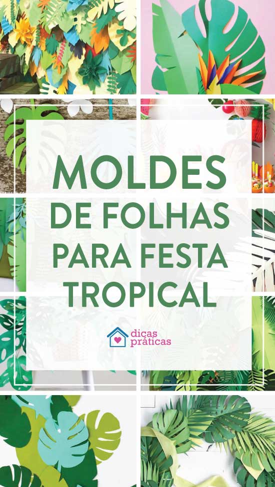 Moldes de folhas para festa tropical