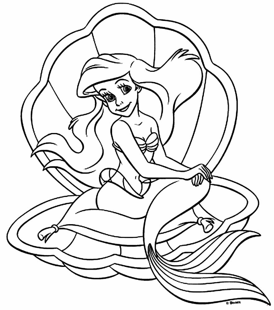 Desenho da Pequena Sereia para pintar