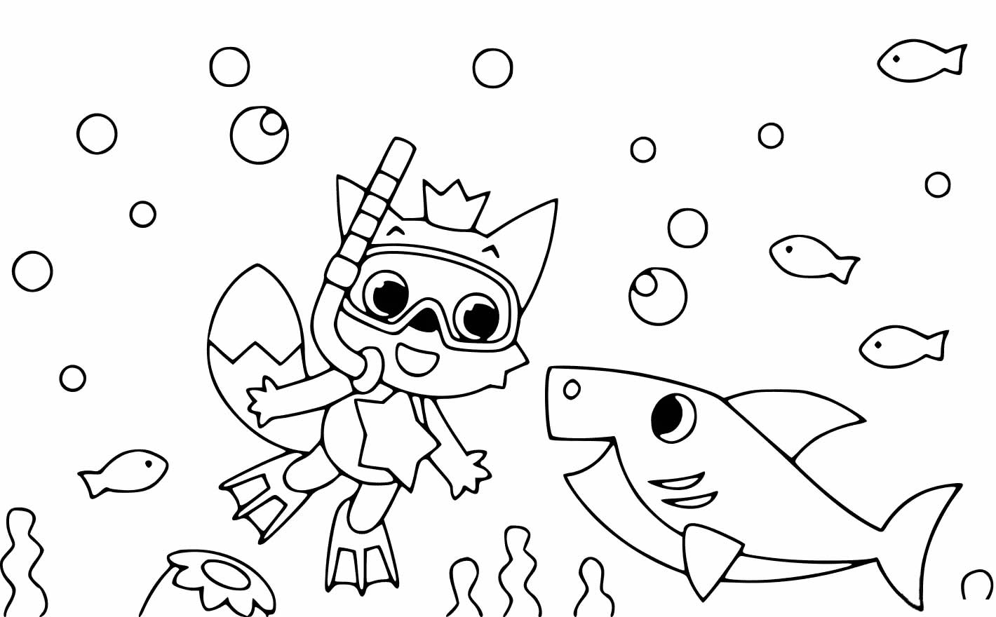 Desenho dos Baby Shark para pintar