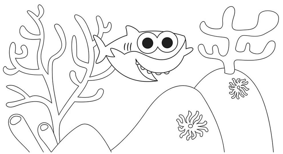 Molde de Baby Shark para colorir