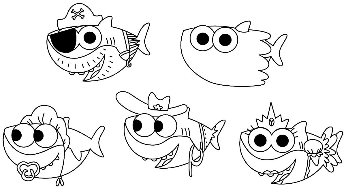 Desenho de Baby Shark para pintar