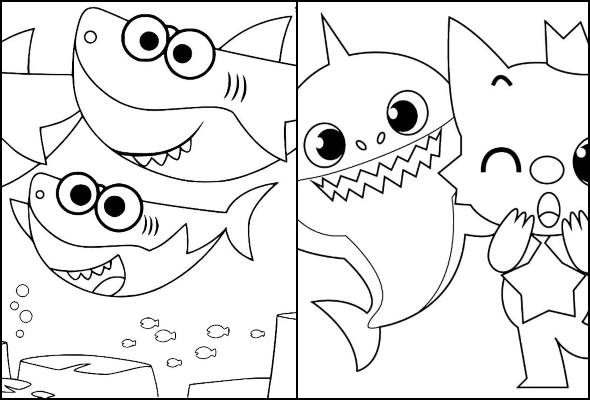 Desenhos do Baby Shark para imprimir e colorir